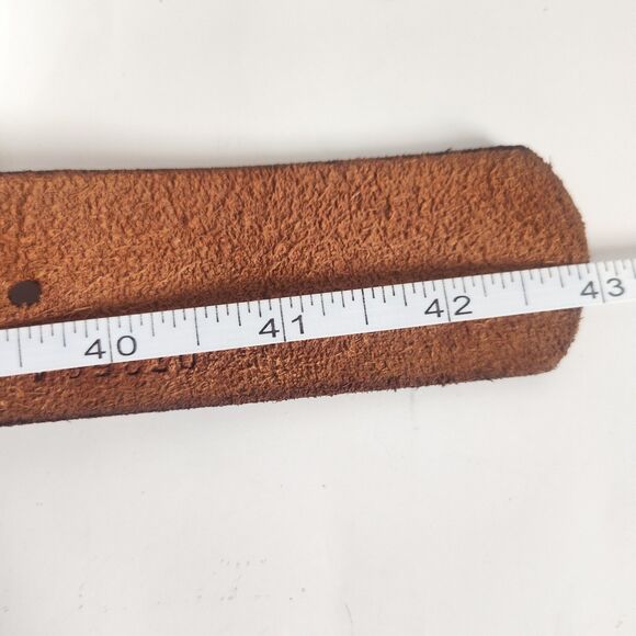 Fossil Belt Large Size 39" Waist Leather Western Brown Woven Studded Textured - Picture 10 of 10